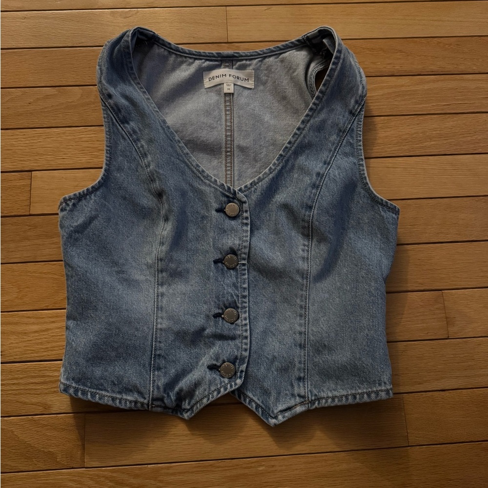 Aritzia Light Blue Denim Button-Front Vest - Picture 2 of 4